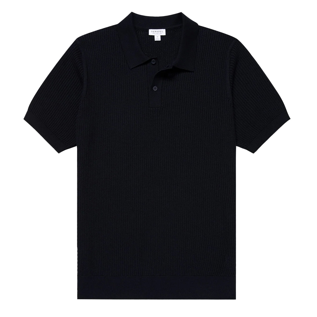 Sunspel Mesh Stitch S/S Polo Knitwear Navy - The Sporting Lodge