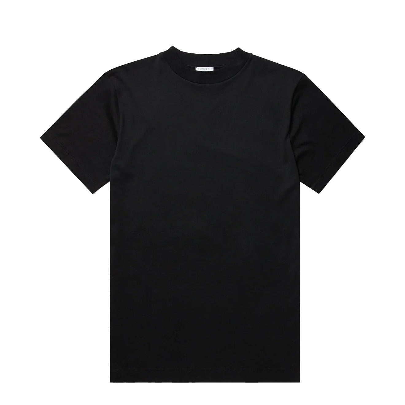 Sunspel Mock Neck T-Shirt Black - The Sporting Lodge