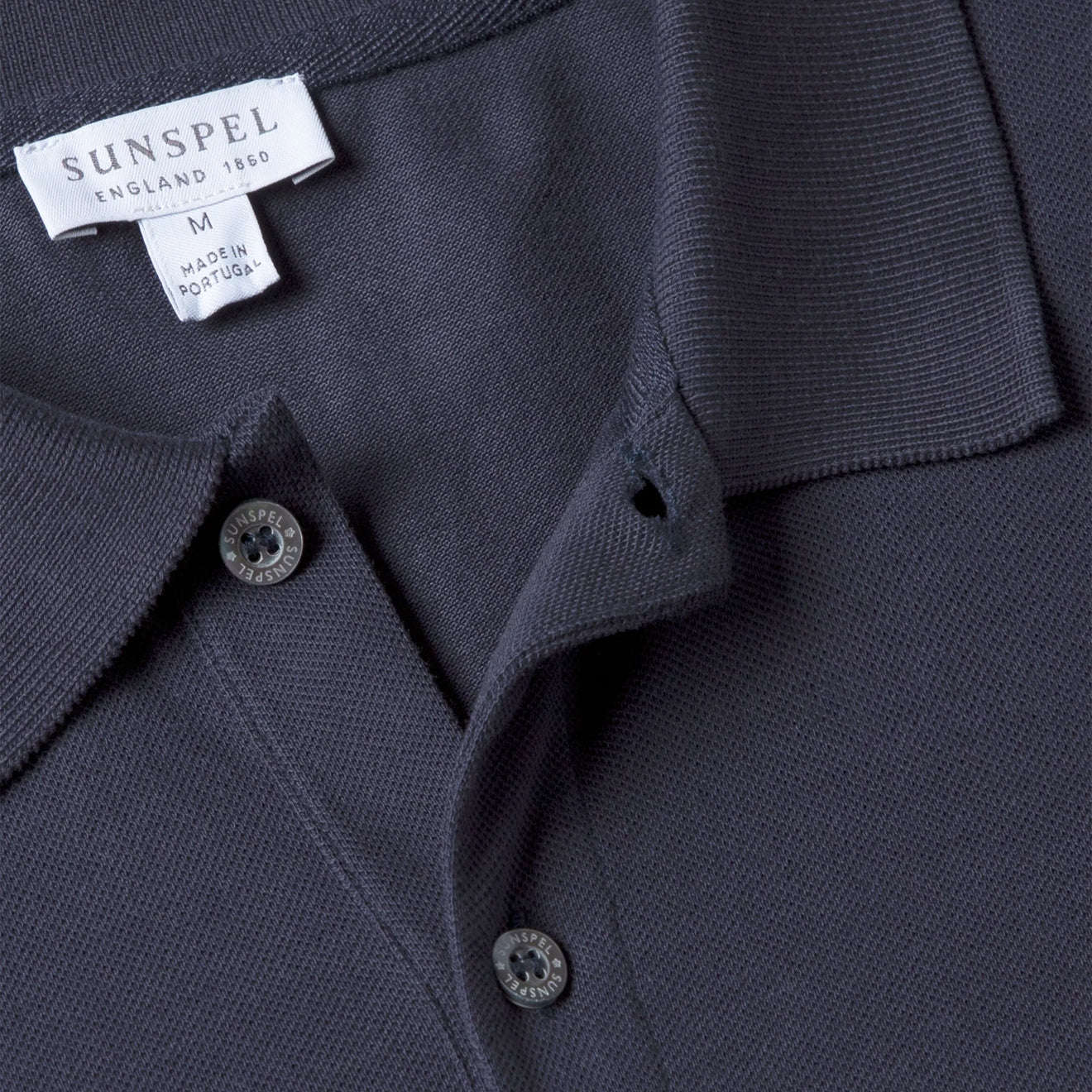 Sunspel Pique Polo Shirt Navy