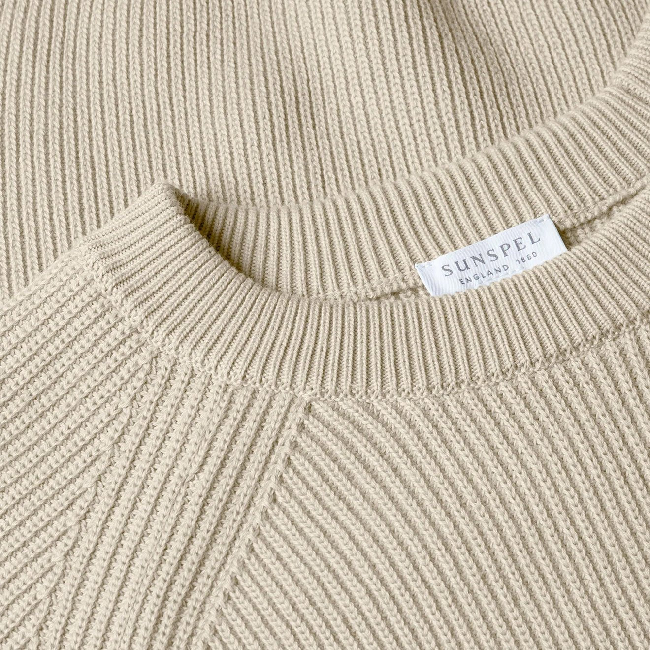 Sunspel Ribbed Cotton Jumper Mink - The Sporting Lodge
