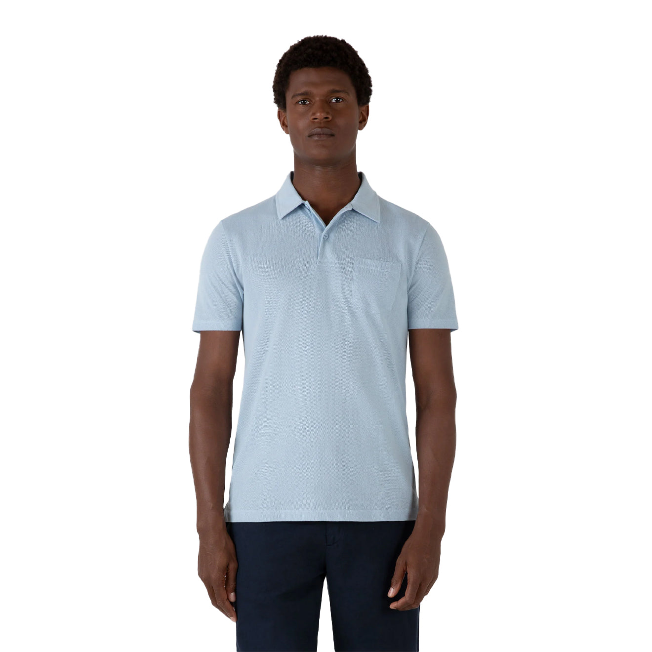 Sunspel Riviera Polo Shirt Blue Mist - The Sporting Lodge