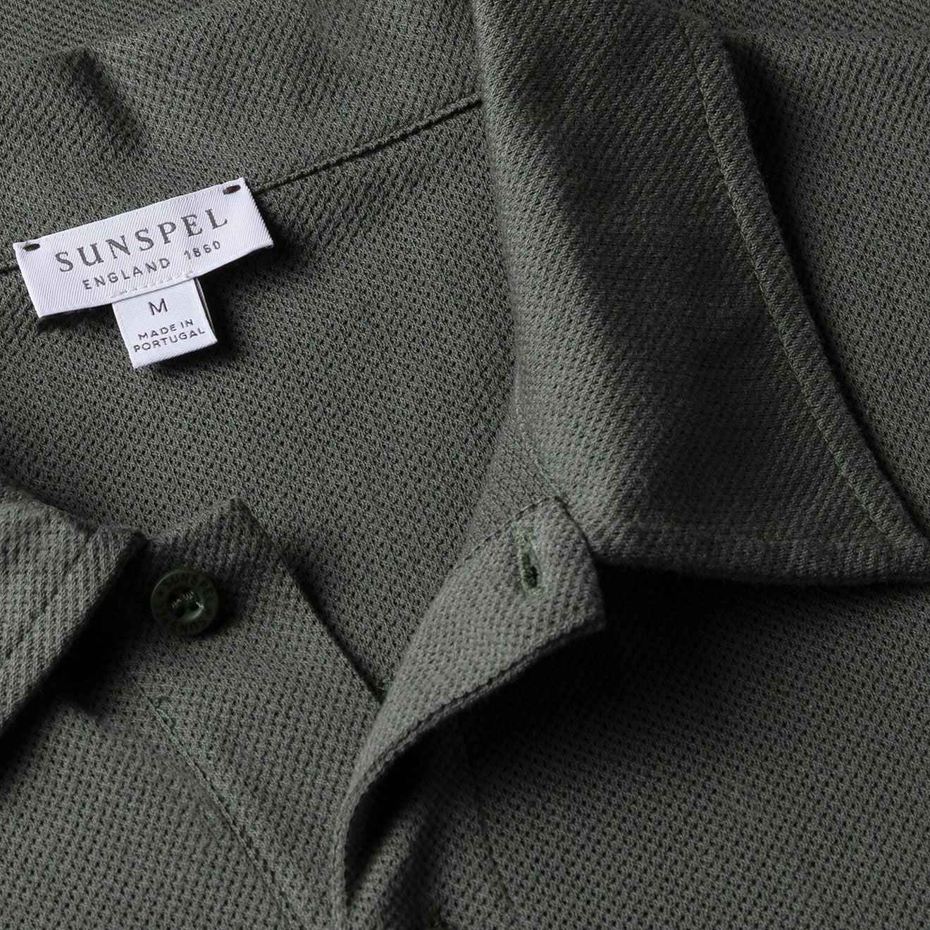 Sunspel Riviera Polo Shirt Drill Green - The Sporting Lodge