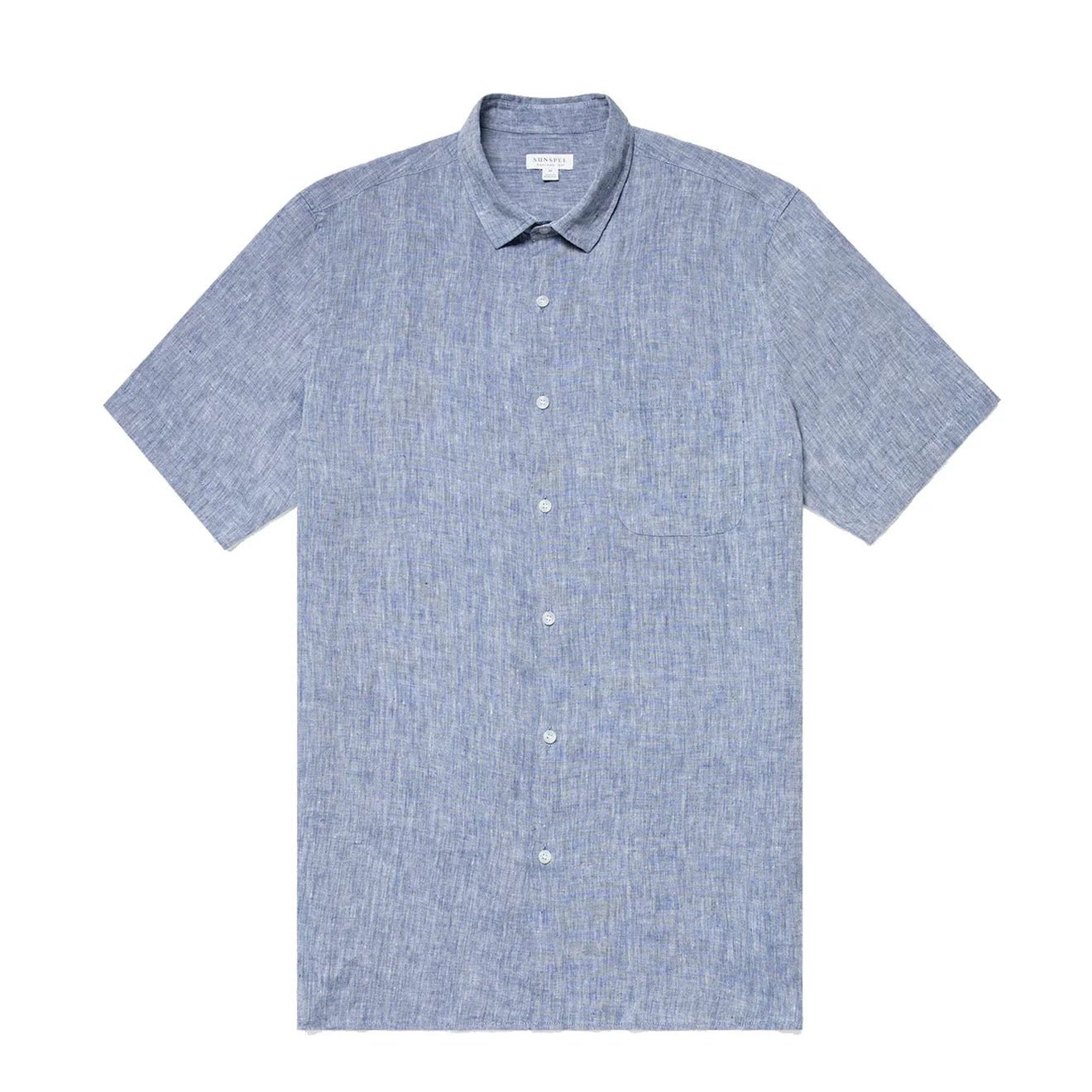 Sunspel SS Italian Linen Shirt Bluestone Melange - The Sporting Lodge