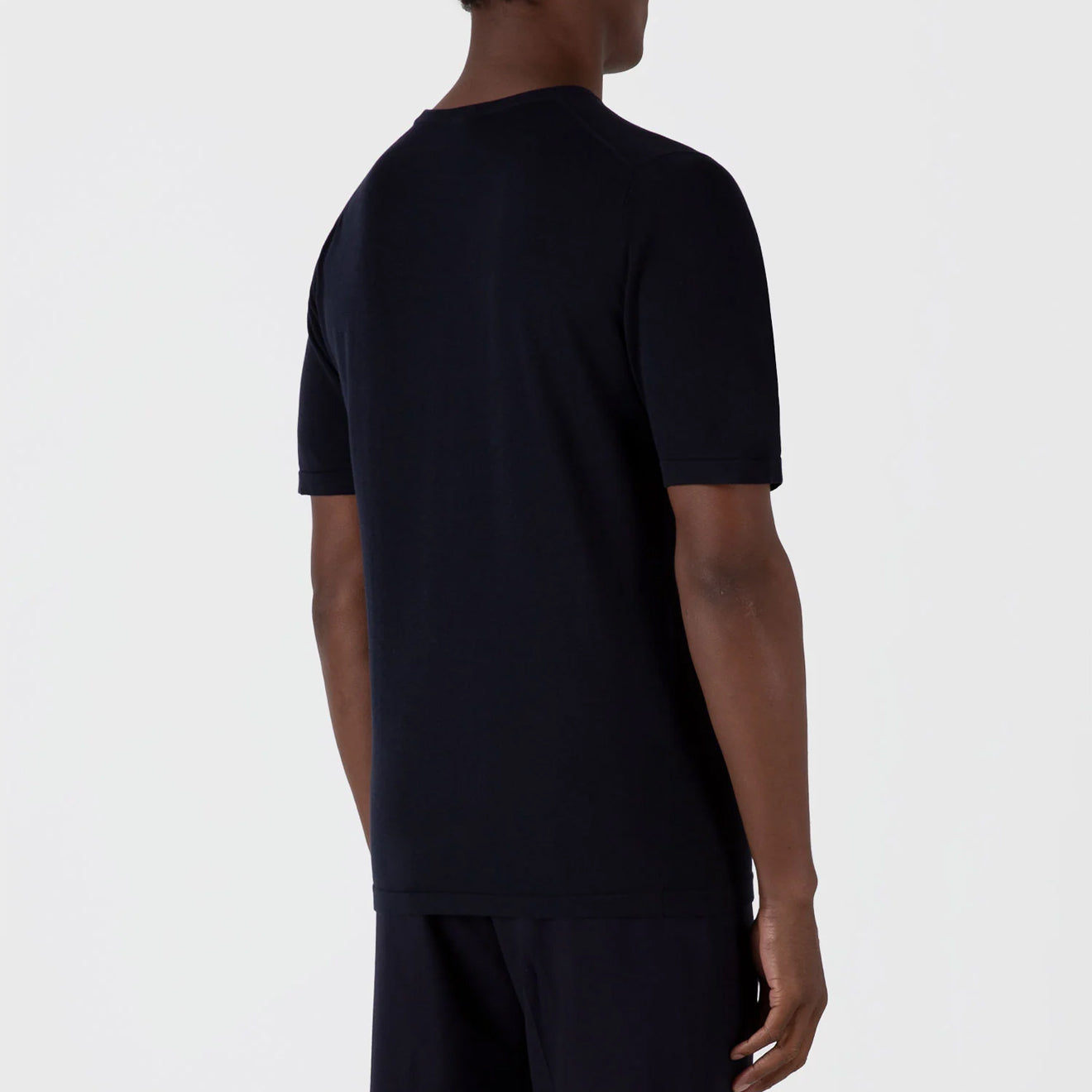 Sunspel Sea Island Crew S/S Knitwear Light Navy - The Sporting Lodge