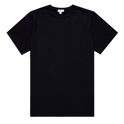 Sunspel Sea Island Crew S/S Knitwear Light Navy - The Sporting Lodge