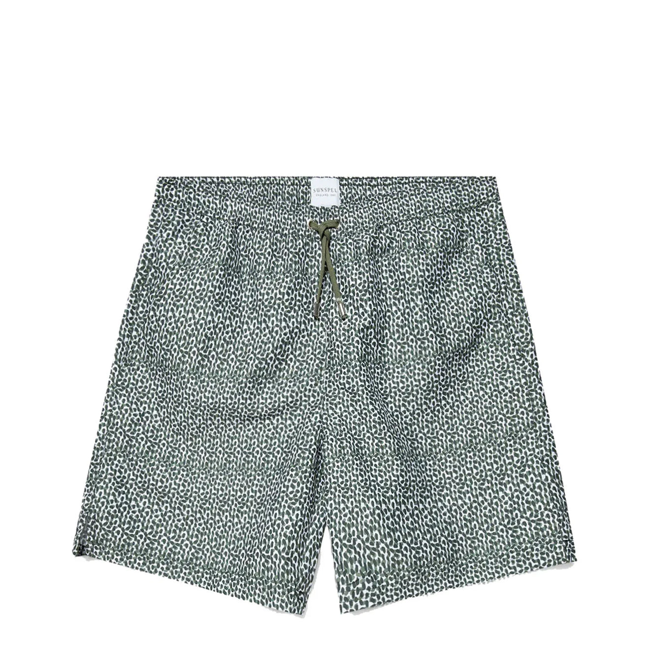 Sunspel Swim Shorts Green Painted Spot Print - The Sporting Lodge