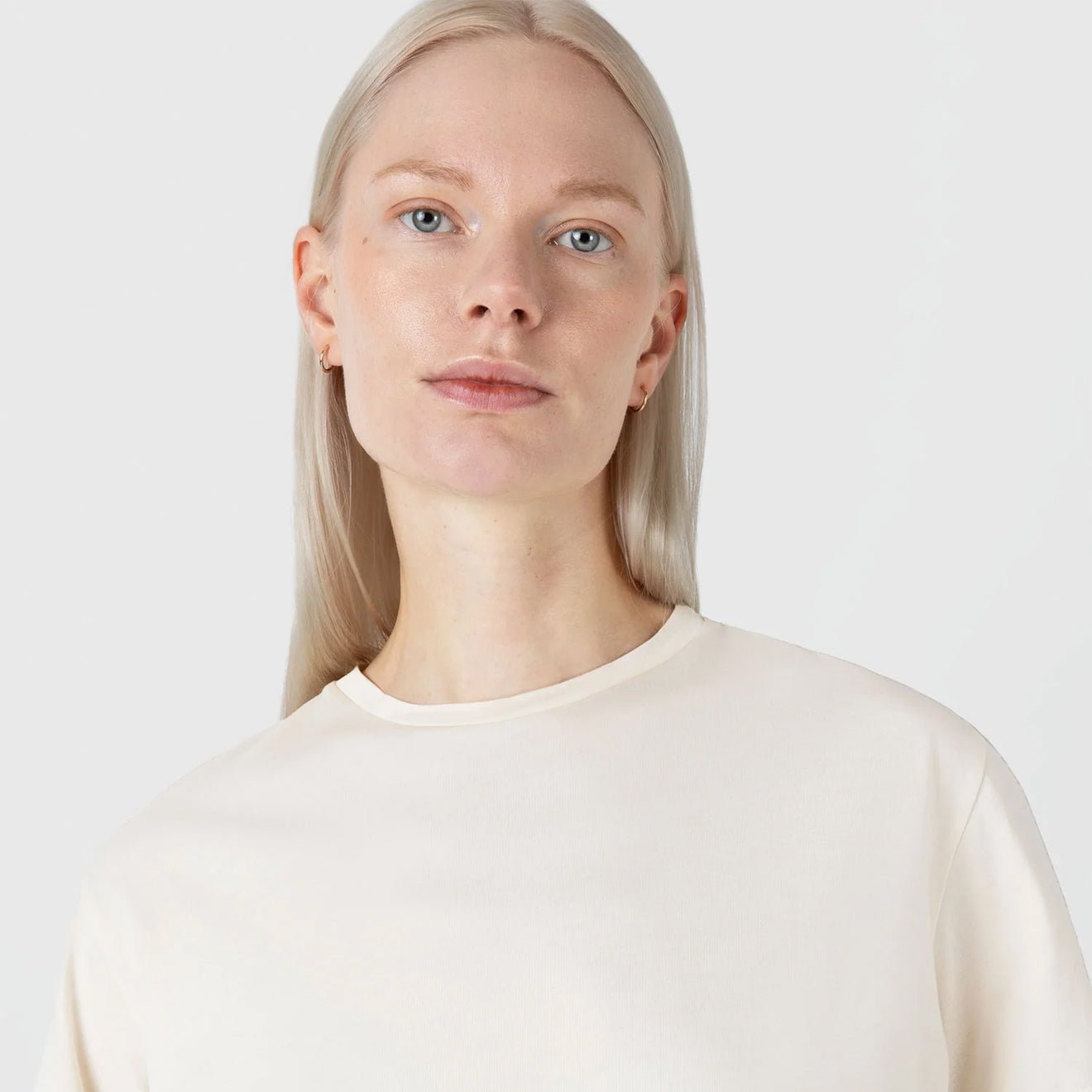 Sunspel Womens Boy-Fit Crew Neck T-Shirt Undyed