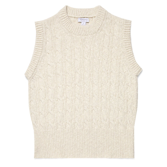 Sunspel Womens Cable Knit Vest Ecru - The Sporting Lodge