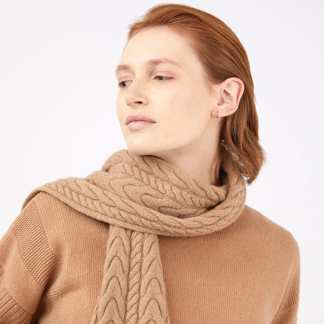 Sunspel Womens Fisherman Jumper Camel - The Sporting Lodge
