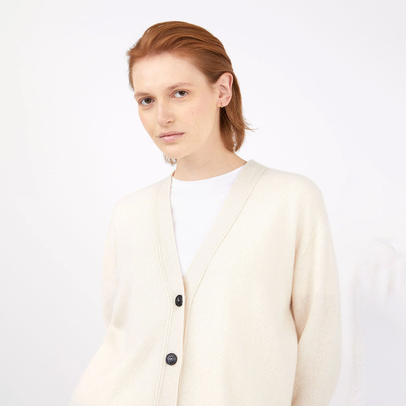 Sunspel Womens Lambswool Cardigan Ecru - The Sporting Lodge