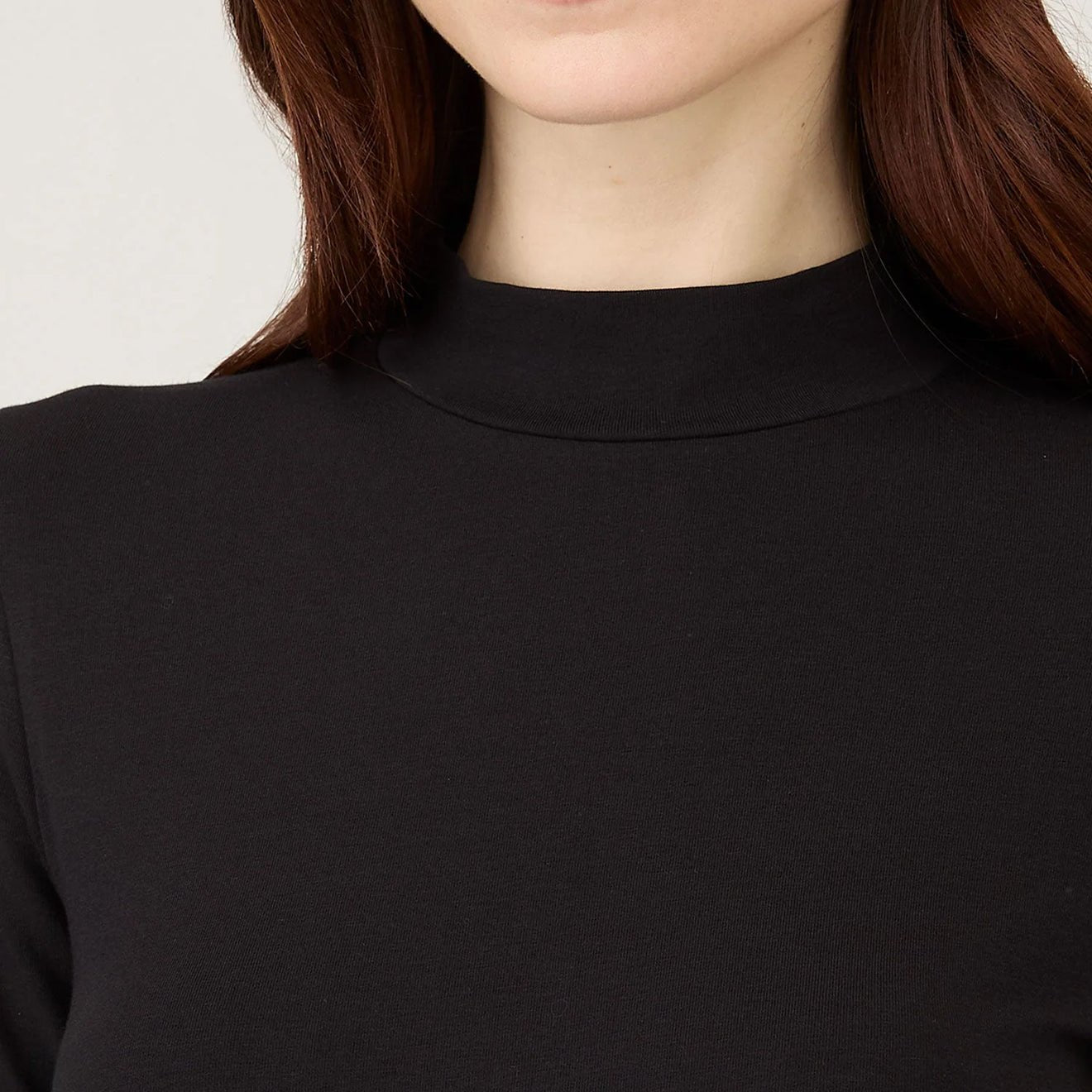 Sunspel Womens Mock Neck L/S Top Black - The Sporting Lodge