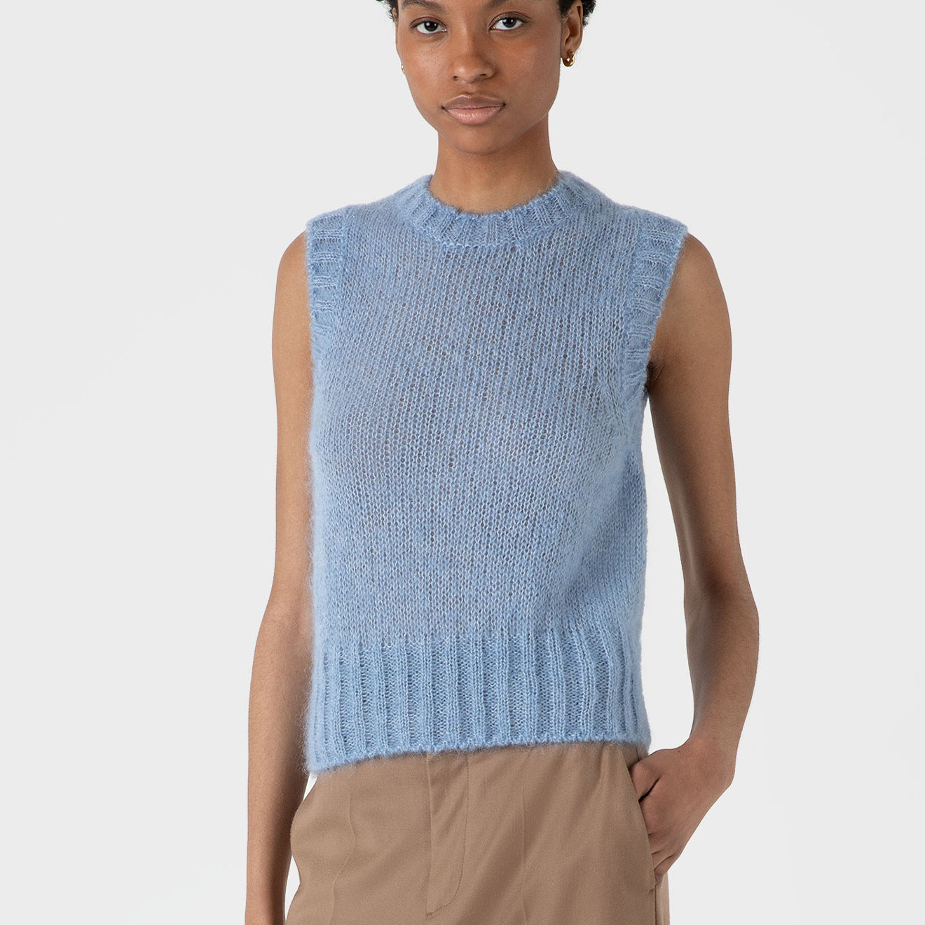 Sunspel Womens Mohair Vest Cornflower - The Sporting Lodge