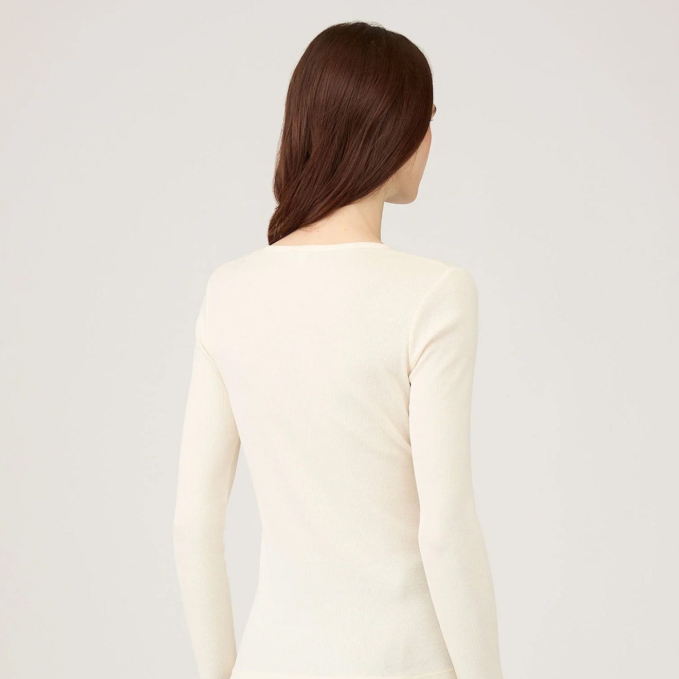 Sunspel Womens Rib L/S T-Shirt Ecru