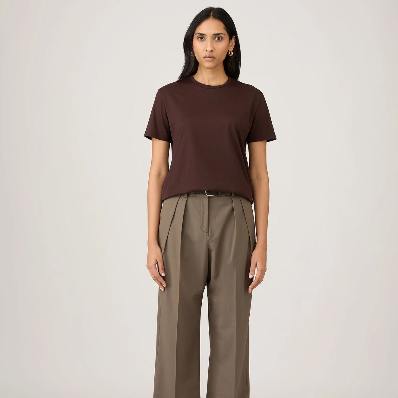 Sunspel Womens S/S Boy Fit T-Shirt Truffle - The Sporting Lodge