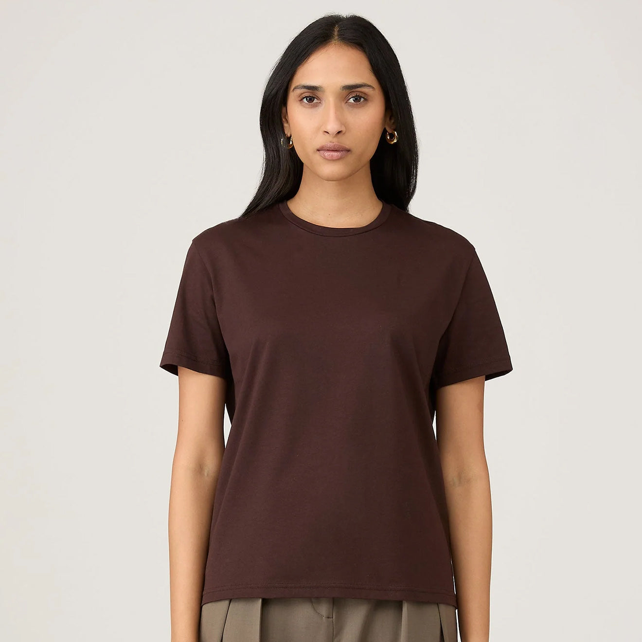 Sunspel Womens S/S Boy Fit T-Shirt Truffle