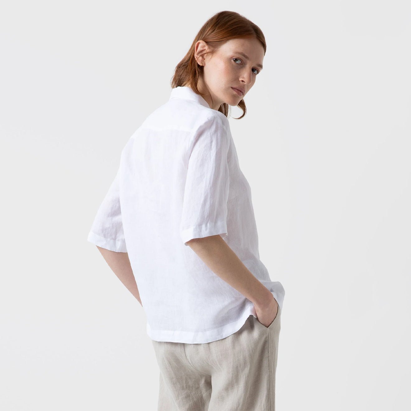 Sunspel Womens S/S Shirt White - The Sporting Lodge