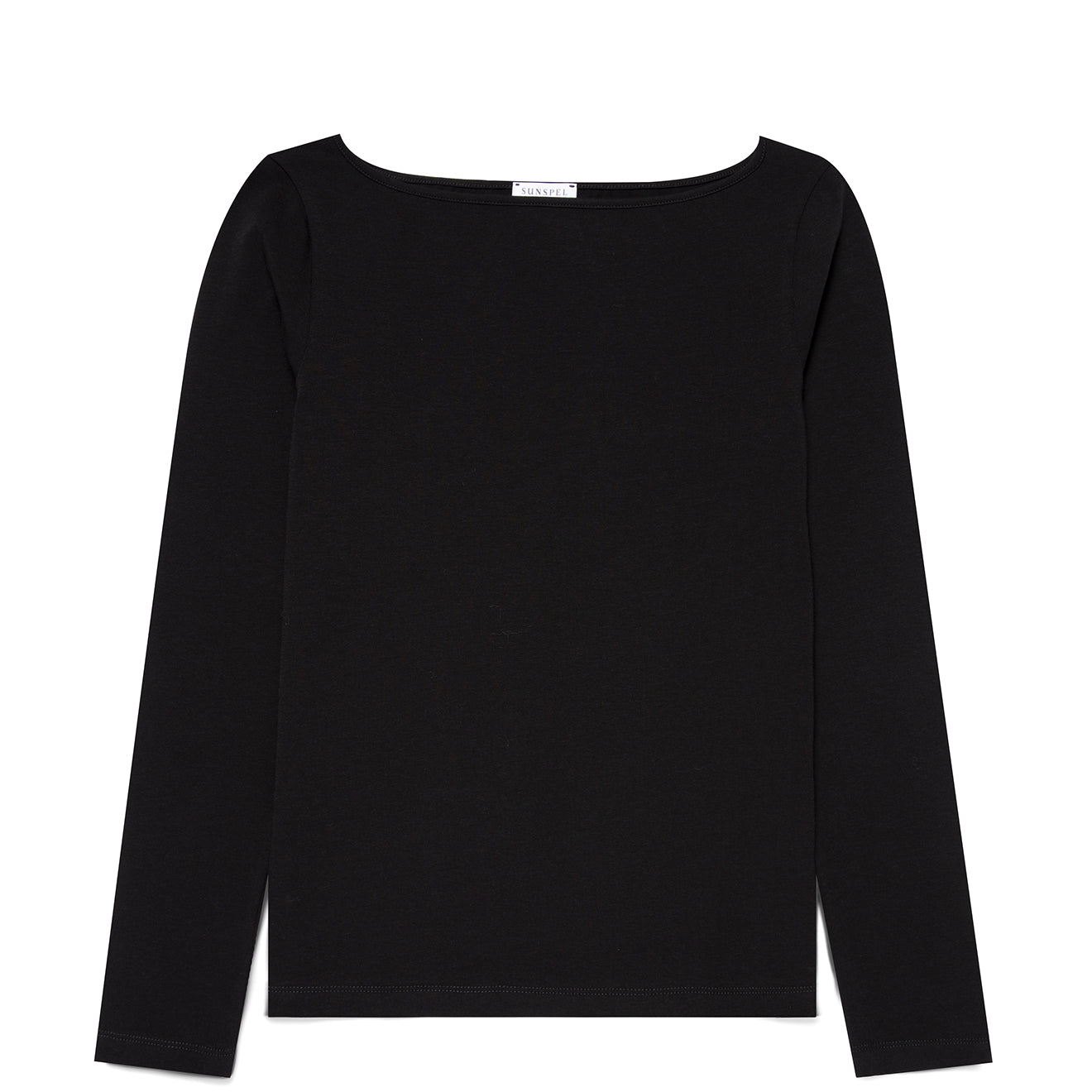 Sunspel Womens Slash Neck L/S Top Black