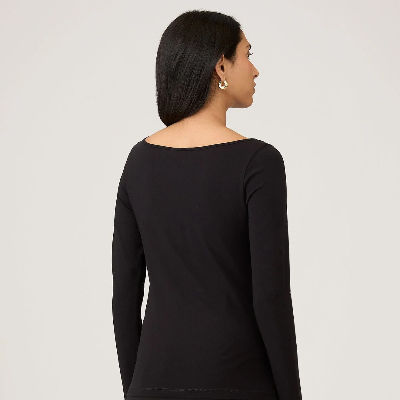 Sunspel Womens Slash Neck L/S Top Black