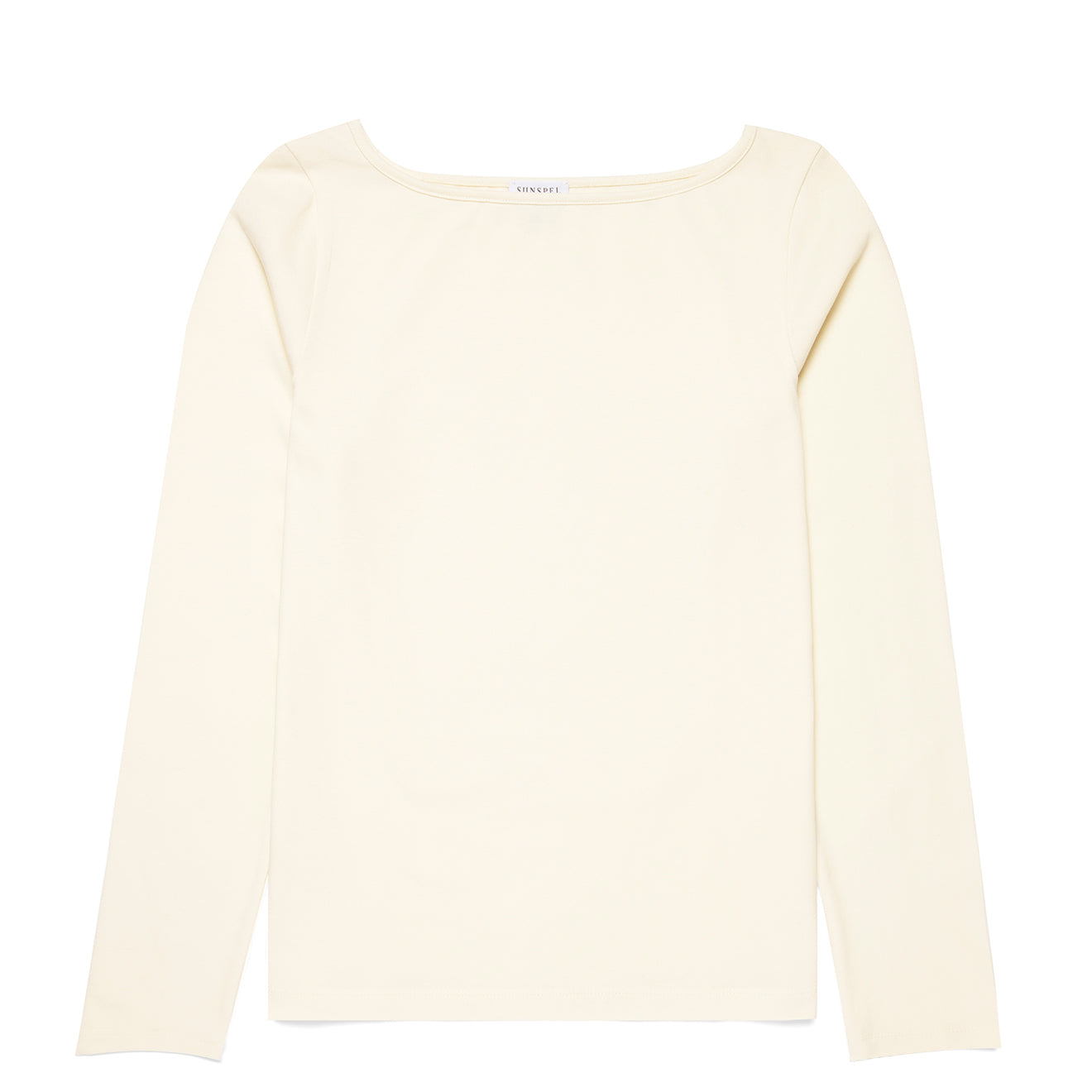 Sunspel Womens Slash Neck L/S Top Ecru