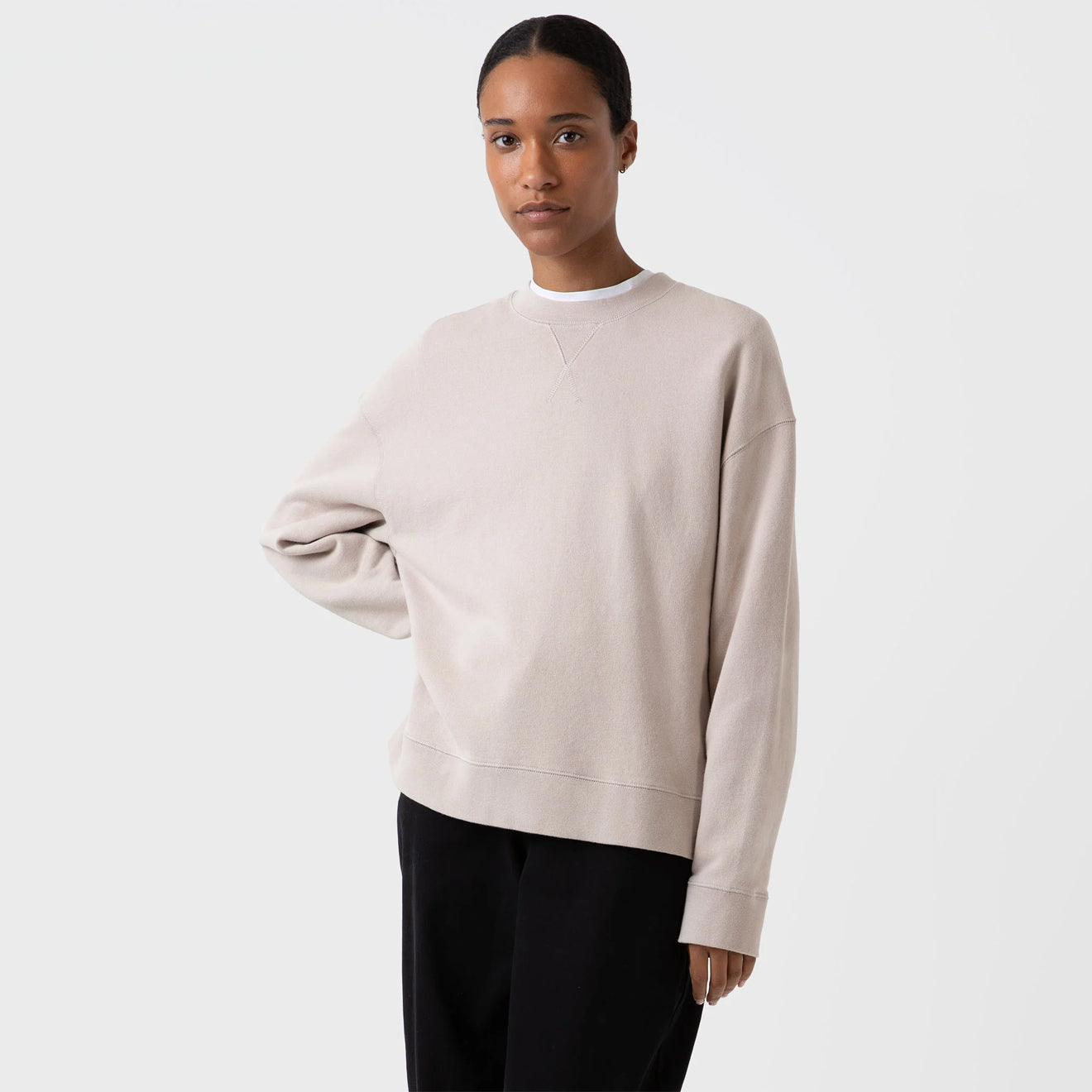 Sunspel Womens Sweatshirt Light Sand - The Sporting Lodge