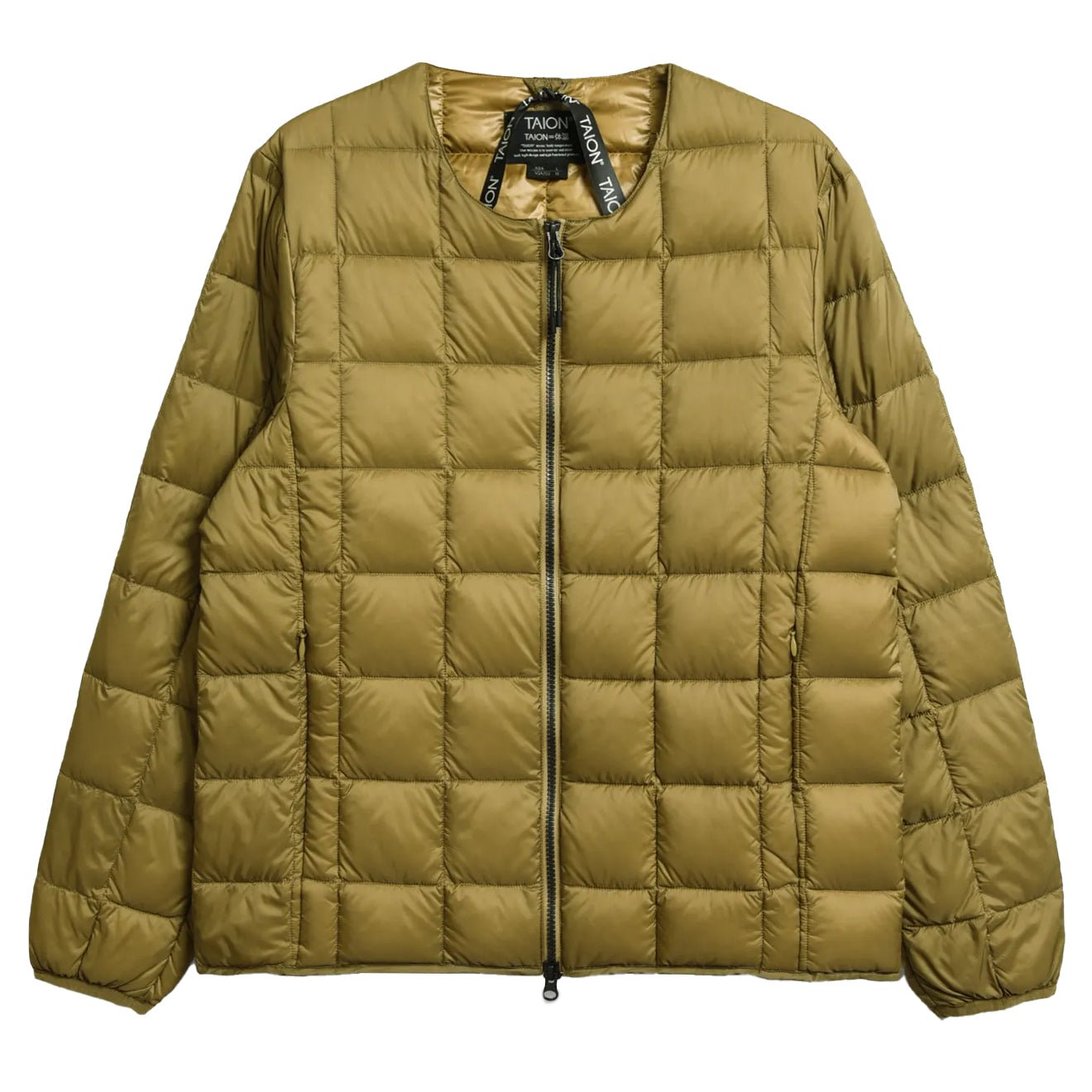 Taion Crew Neck W-Zip Down Jacket Beige - The Sporting Lodge