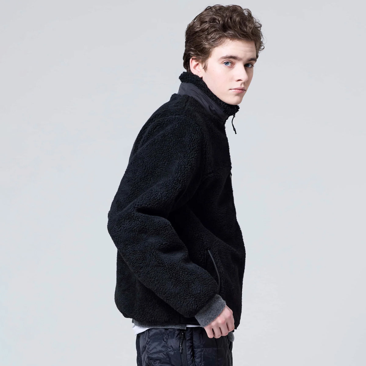 Taion Mountain Boa Fleece High-Neck Jacket Dark Olive