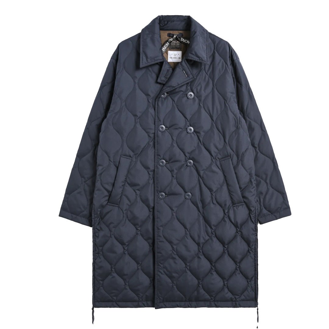 Taion Womens Military Breasted Long Down Jacket Dark Navy - The Sporting Lodge