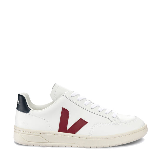 Veja V-12 Leather Trainer White Marsala Nautico - The Sporting Lodge