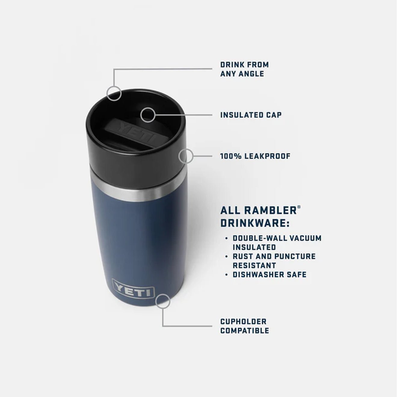 YETI Rambler 12oz Travel Bottle Navy - The Sporting Lodge
