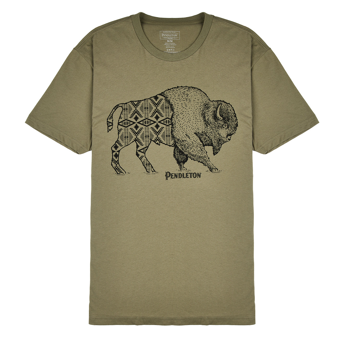 Pendleton Jacquard Bison Graphic Tee Light Olive / Black - The Sporting Lodge