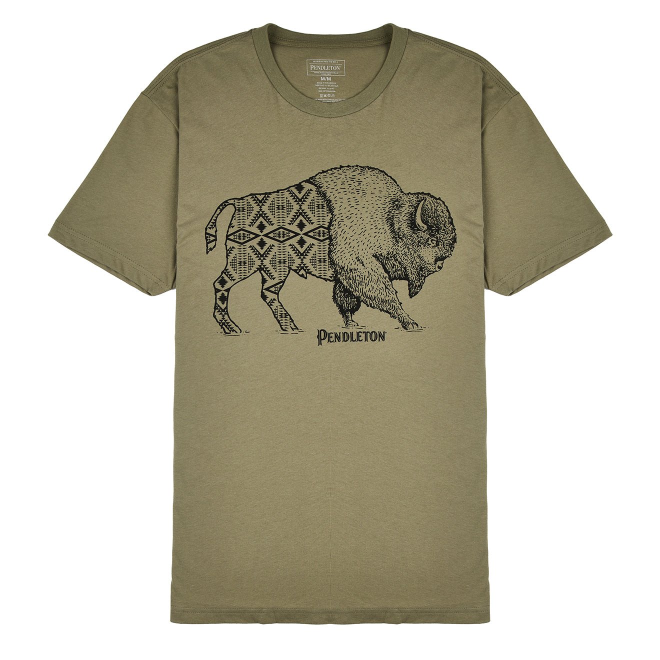 Pendleton Jacquard Bison Graphic Tee Light Olive / Black - The Sporting Lodge