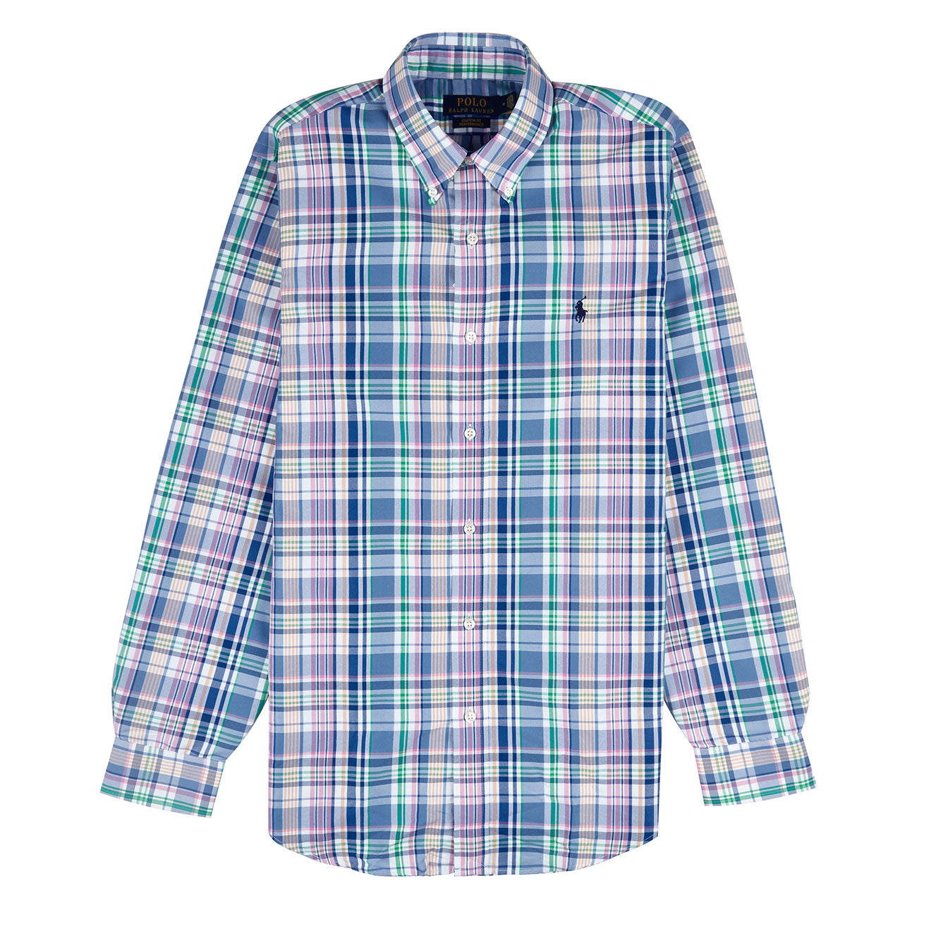 Polo Ralph Lauren Custom Fit Oxford Shirt Blue / Pink Multi - The Sporting Lodge