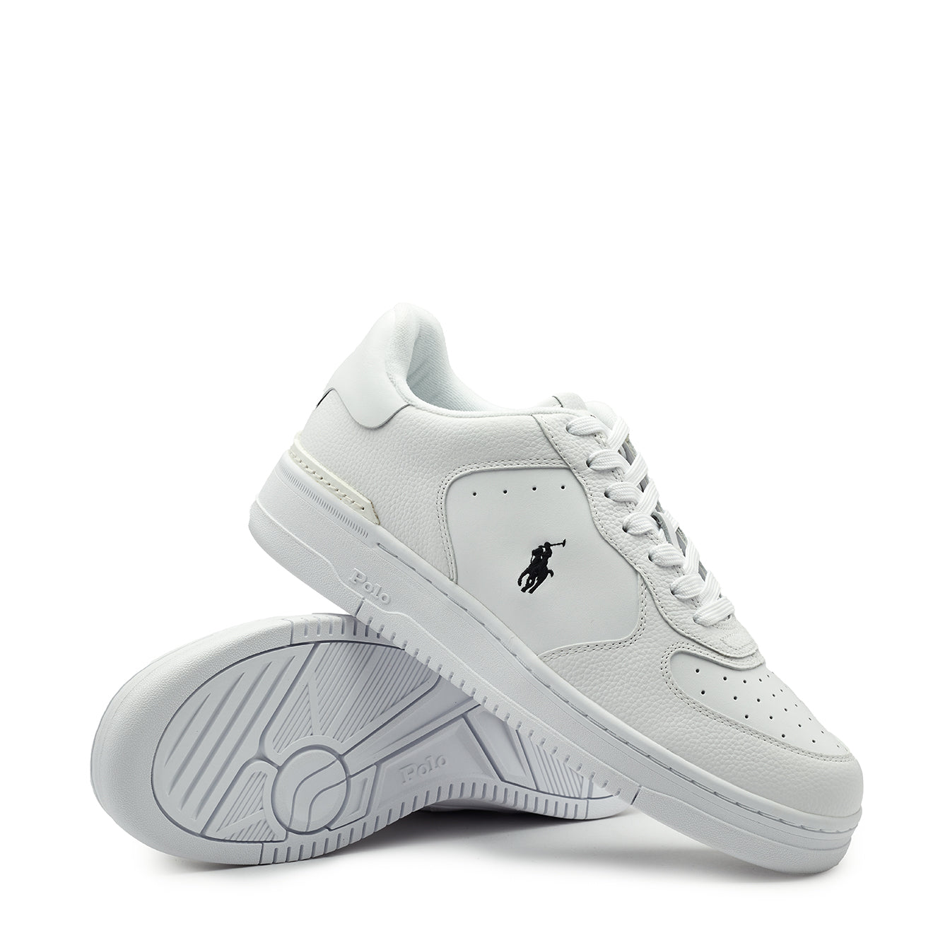 Polo Ralph Lauren Masters Court Leather Trainer White / Black - The Sporting Lodge