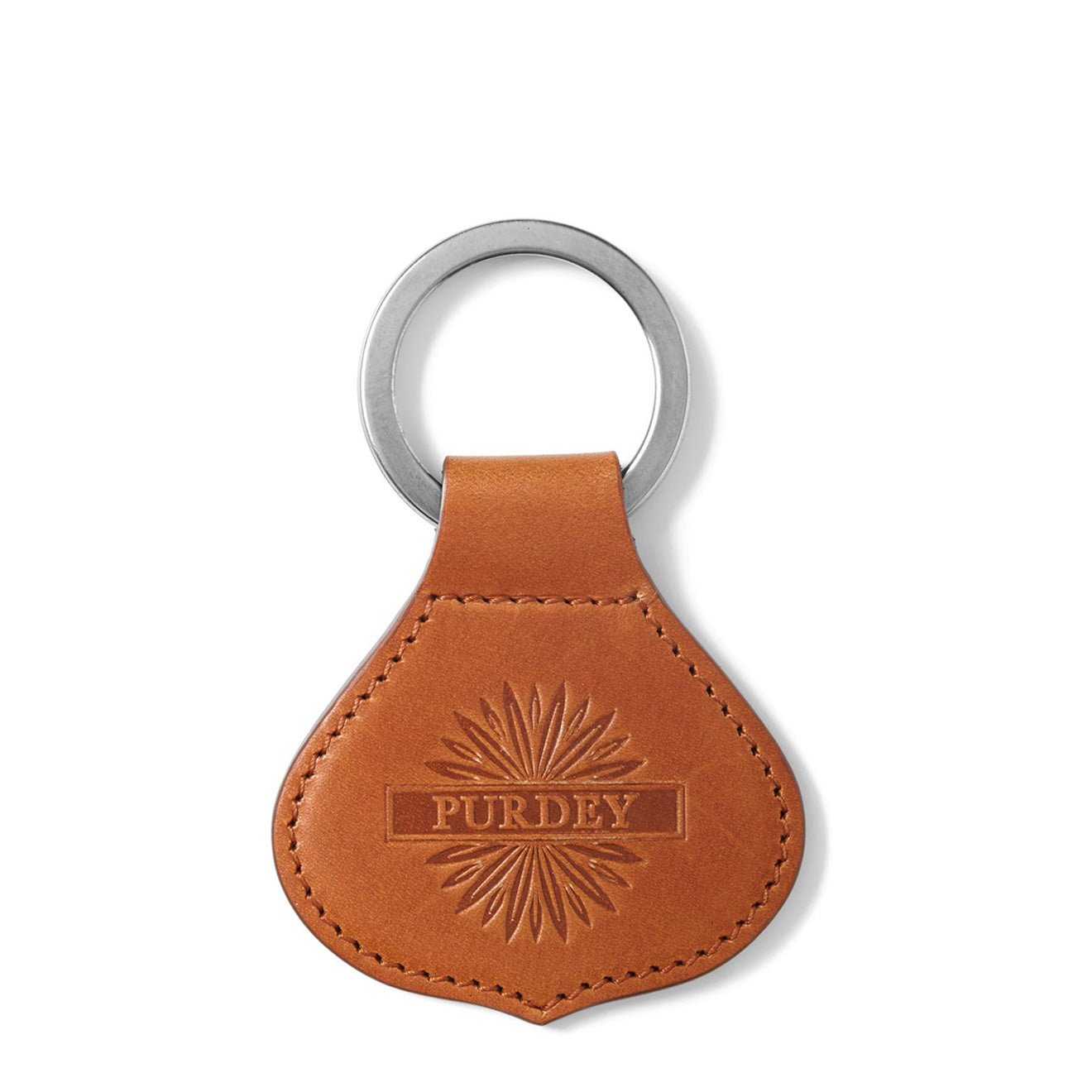 James Purdey Vegetable Tanned Leather Crown Keyring London Tan - The Sporting Lodge