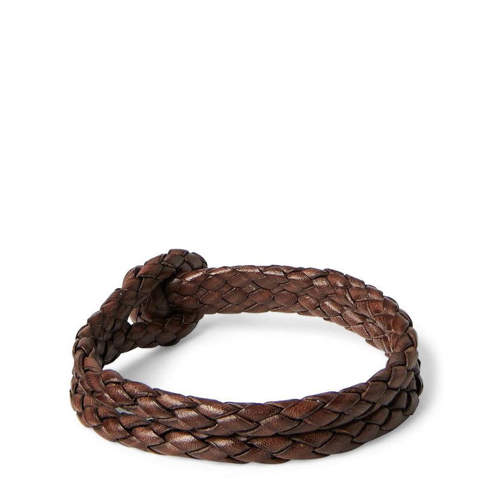 RRL by Ralph Lauren Braided Leather Cuff Bracelet Brown - The Sporting Lodge