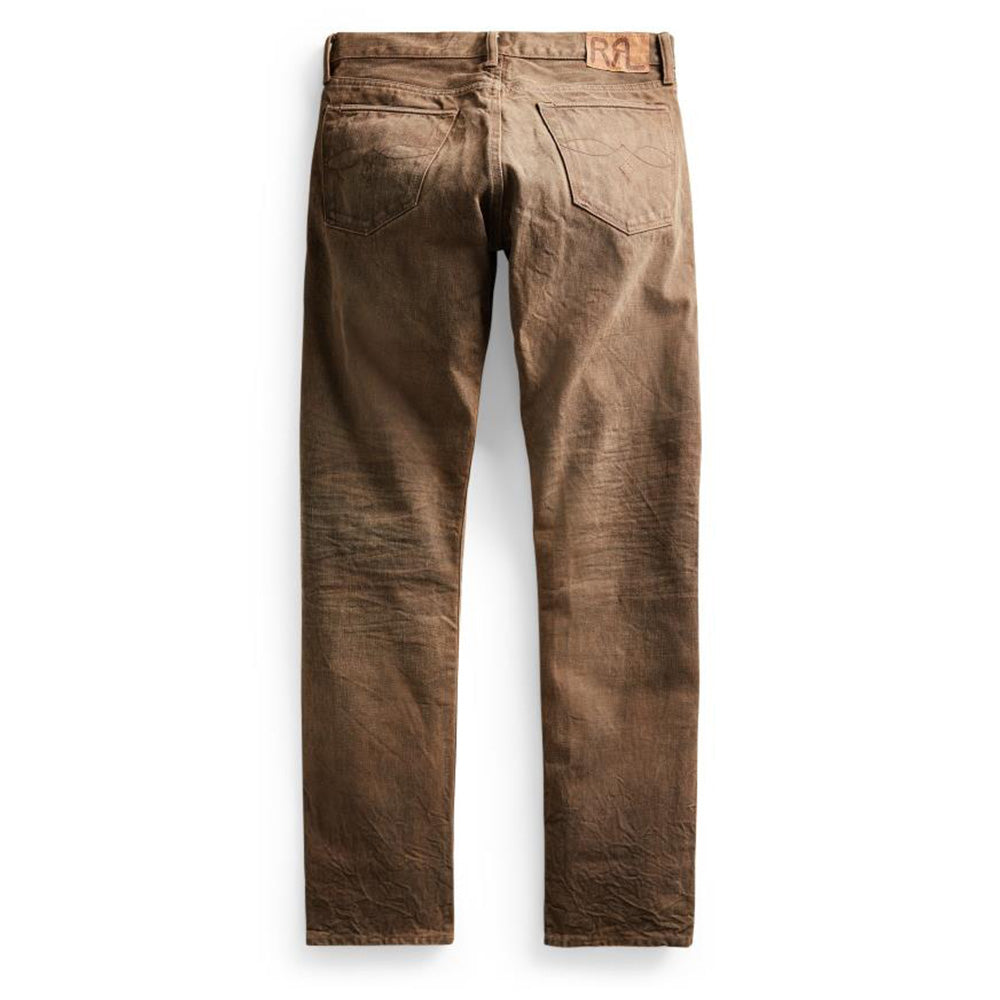 RRL by Ralph Lauren Slim Fit 5 Pocket Denim Distressed Brown Wash - The Sporting Lodge