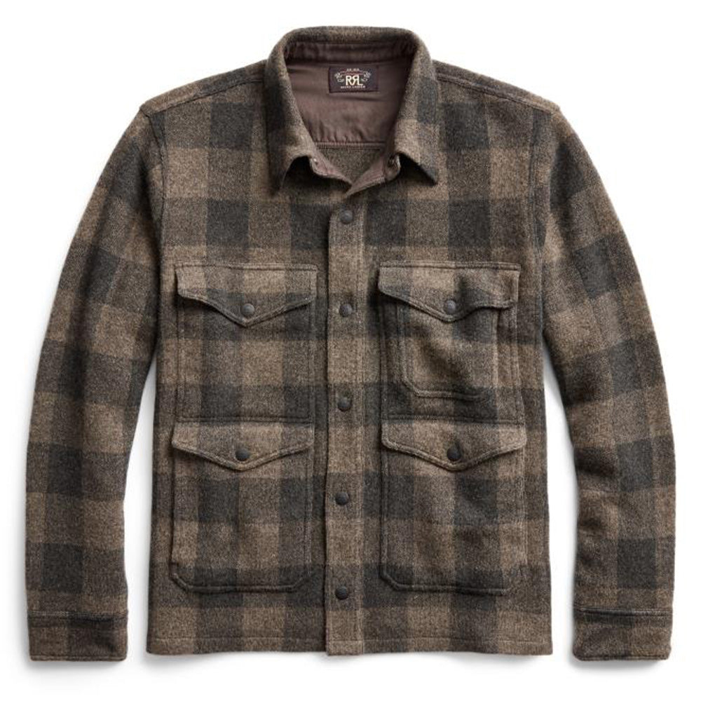 RRL by Ralph Lauren Plaid Wool Workshirt Jumper Charcoal / Black - The Sporting Lodge