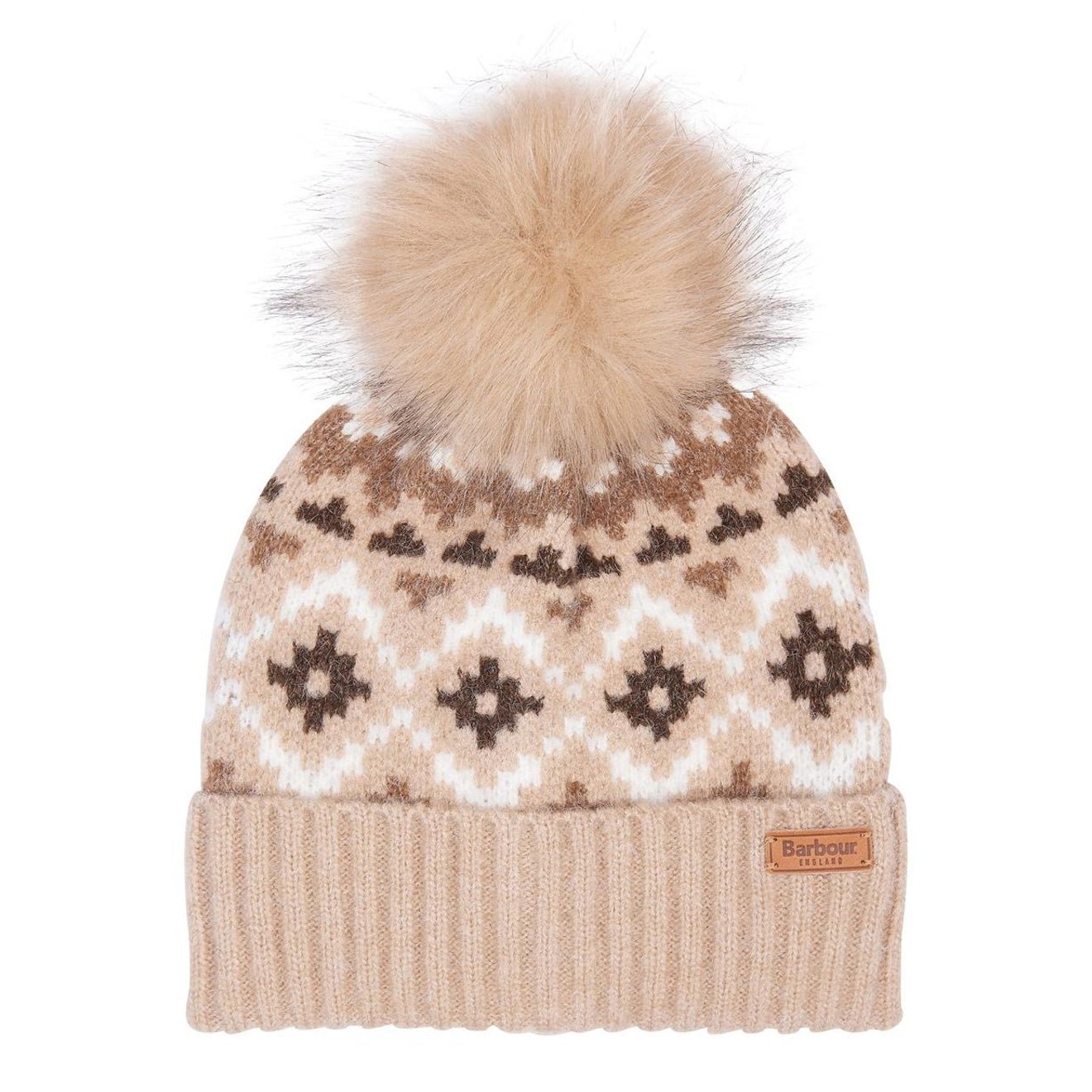Barbour Womens Claudia Fair Isle Beanie Hat Rosewood - The Sporting Lodge