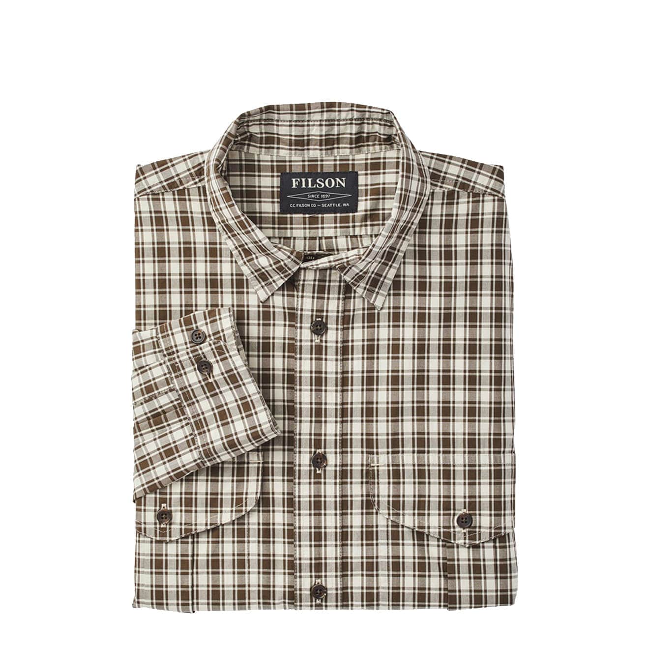 Filson Feather Cloth Shirt Natural / Dark Olive - The Sporting Lodge