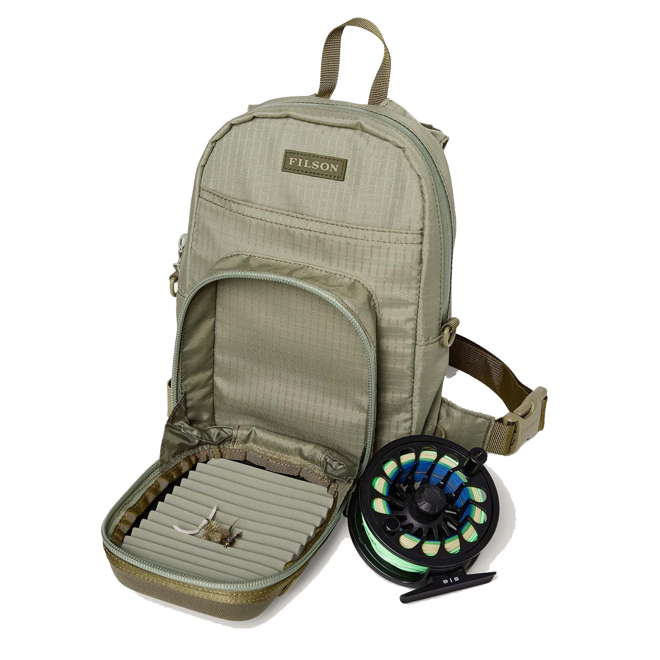 Filson Fishing Chest Pack Nylon Oxford Vintage Olive - The Sporting Lodge