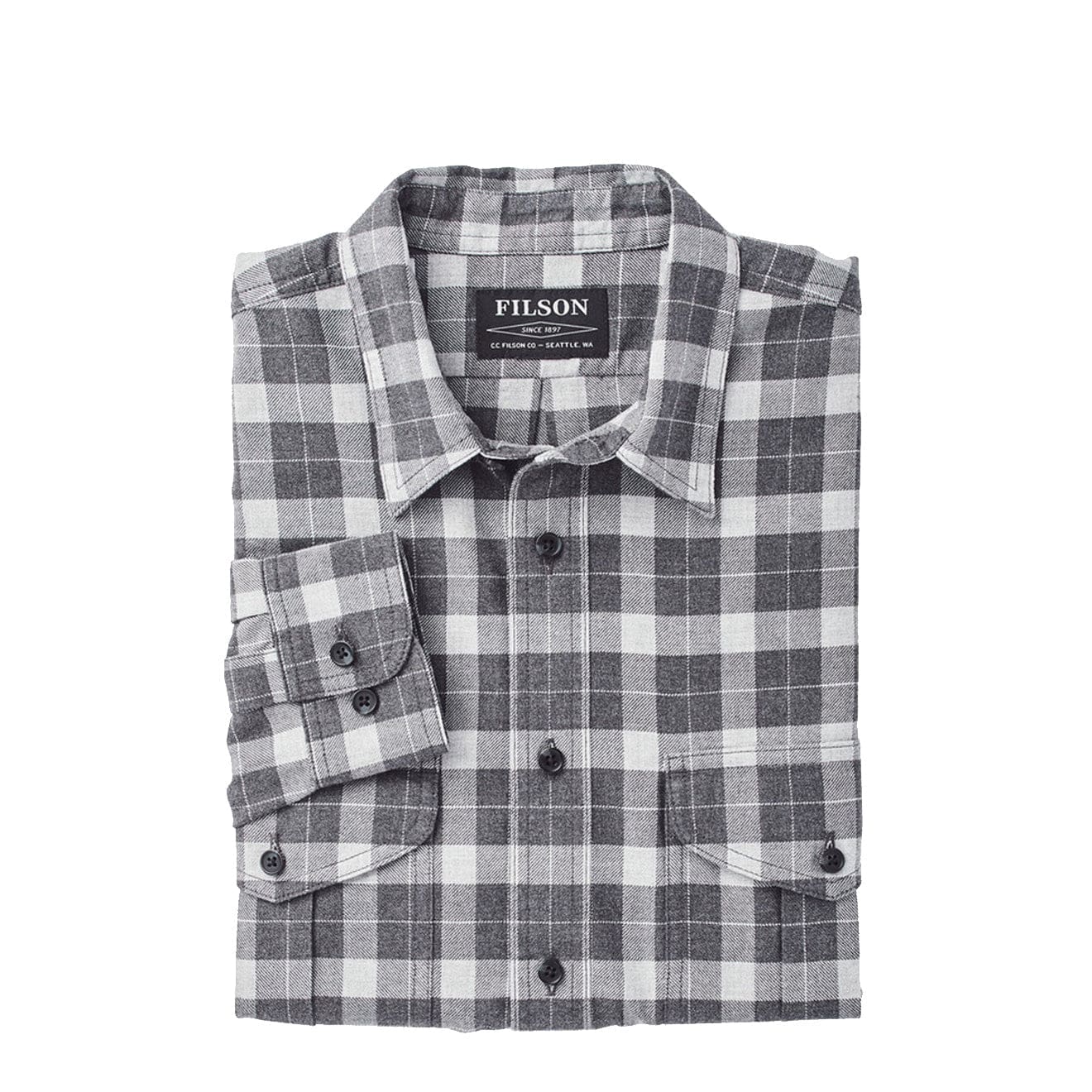 Filson Lightweight Alaskan Guide Shirt Heather Grey Plaid - The Sporting Lodge