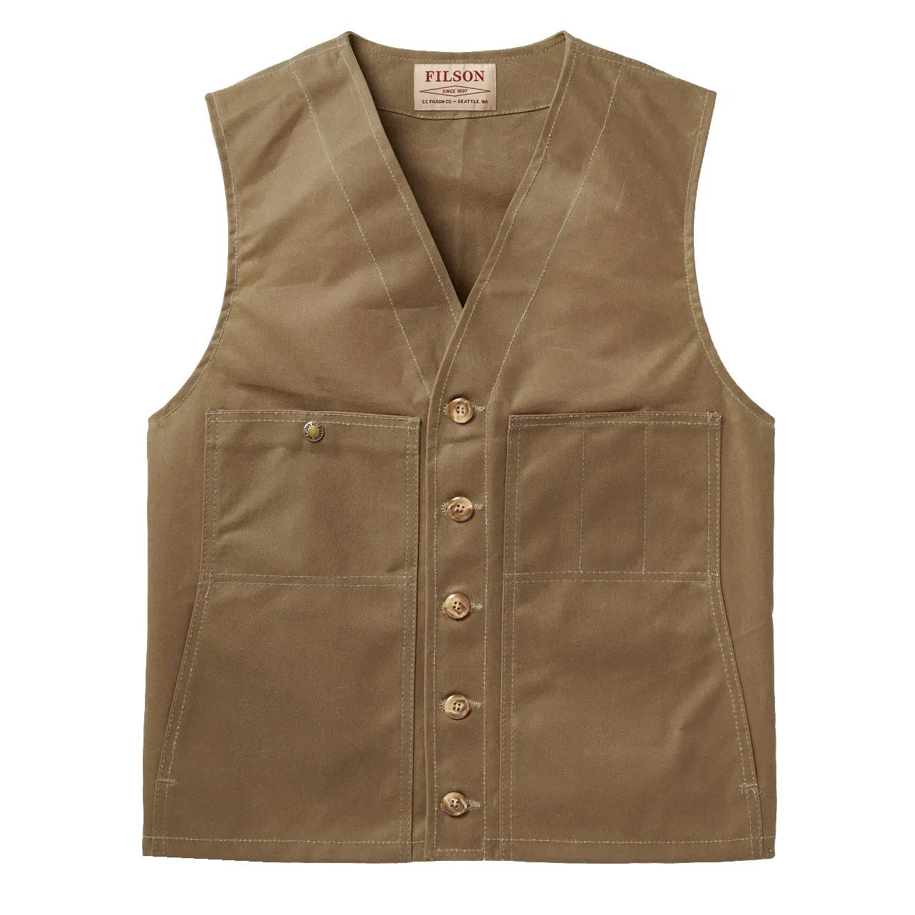Filson Oil Tin Cloth Vest Dark Tan - The Sporting Lodge