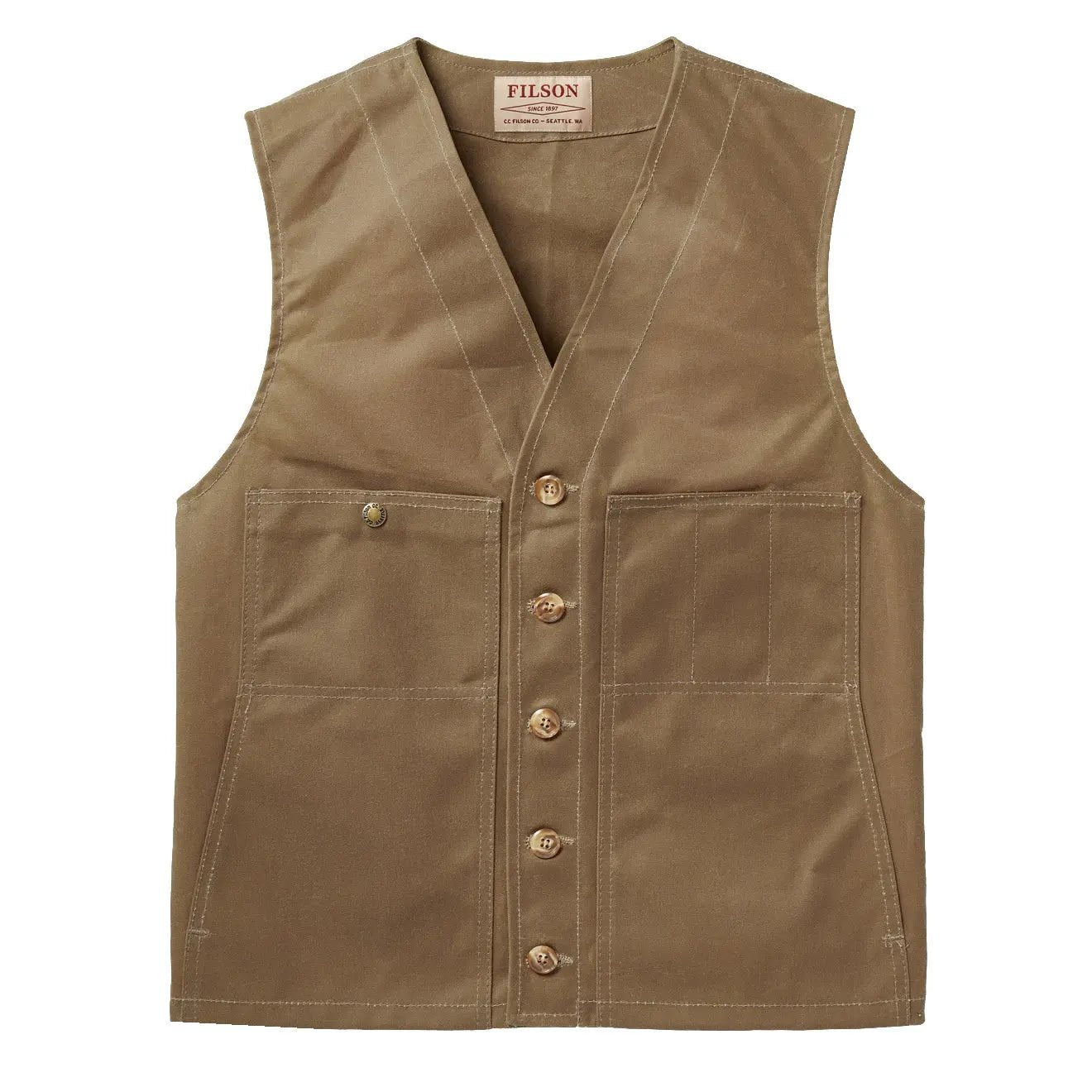 Filson Oil Tin Cloth Vest Dark Tan - The Sporting Lodge