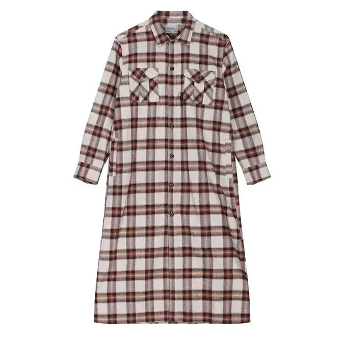 Gramicci Womens Flannel Shirt Dress Beige - The Sporting Lodge