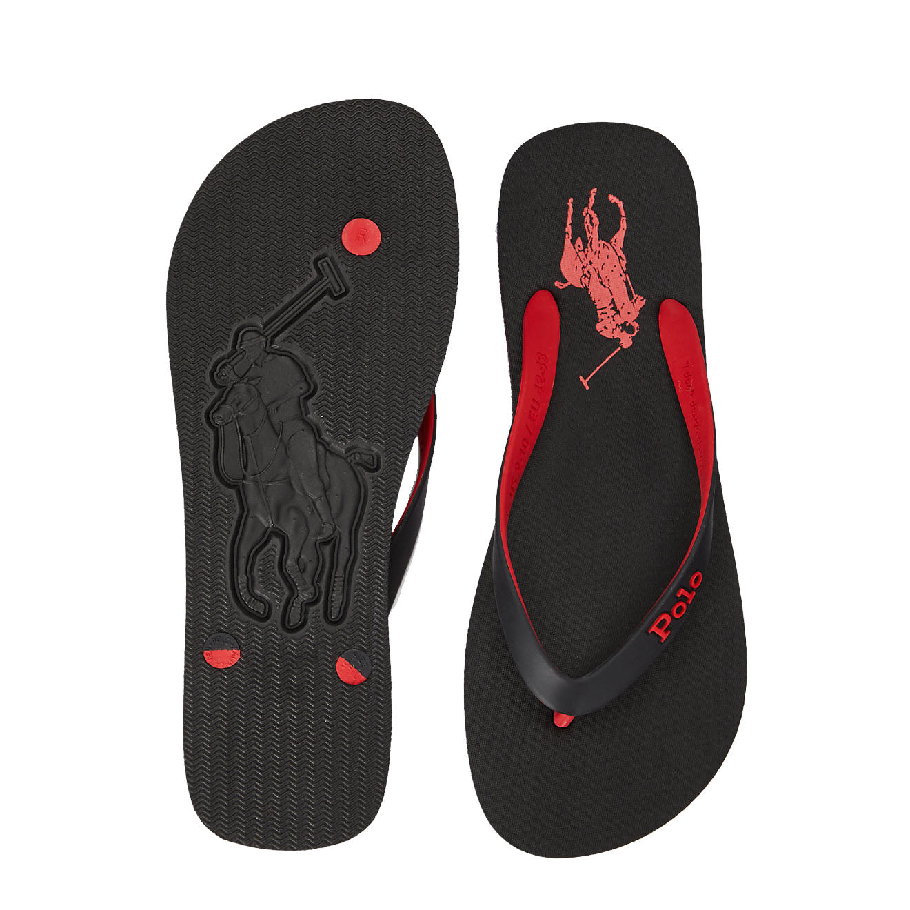 Polo Ralph Lauren Bolt Logo Flip-Flop Black / Red - The Sporting Lodge