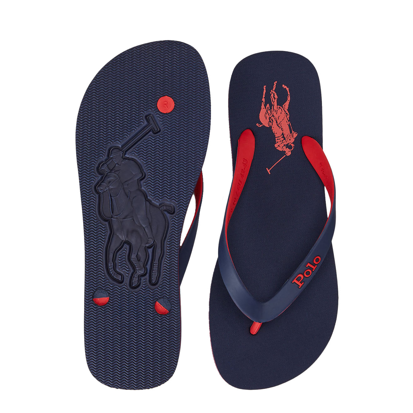 Polo Ralph Lauren Bolt Logo Flip-Flop Newport Navy / Red - The Sporting Lodge