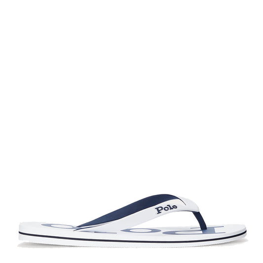 Polo Ralph Lauren Bolt Logo Flip-Flop White / Newport Navy - The Sporting Lodge