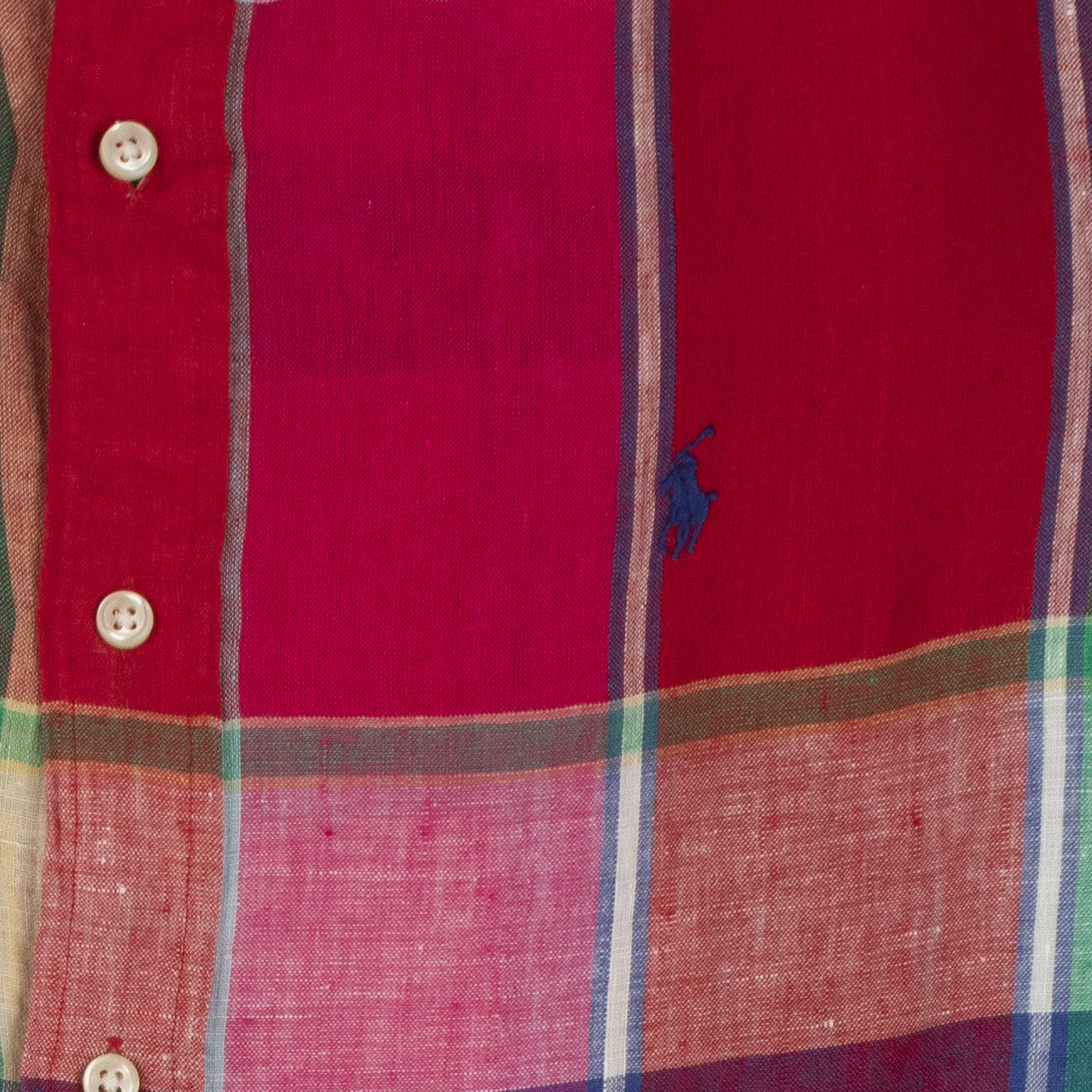 Polo Ralph Lauren L/S Linen Check Shirt Red / Green Multi - The Sporting Lodge