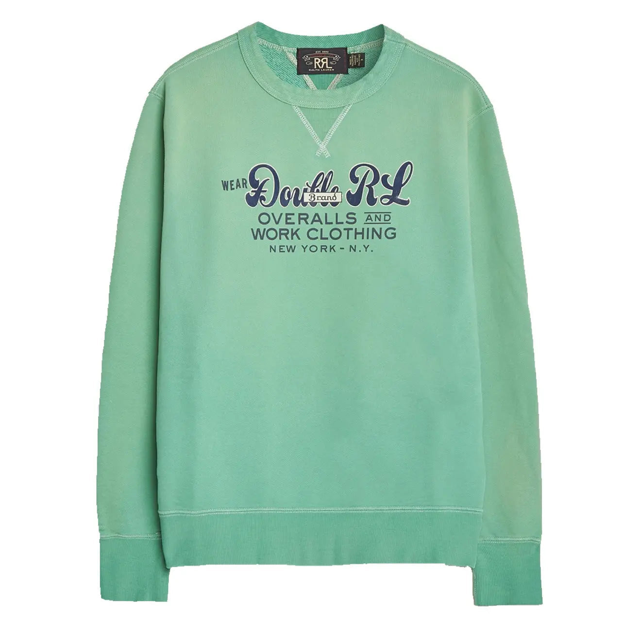 RRL by Ralph Lauren Garment-Dyed Logo Fleece Sweatshirt Turquoise - The Sporting Lodge
