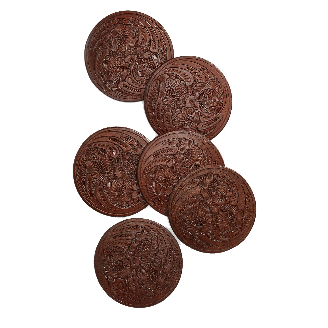 RRL by Ralph Lauren Hand-Tooled Leather Coaster Set Brown - The Sporting Lodge